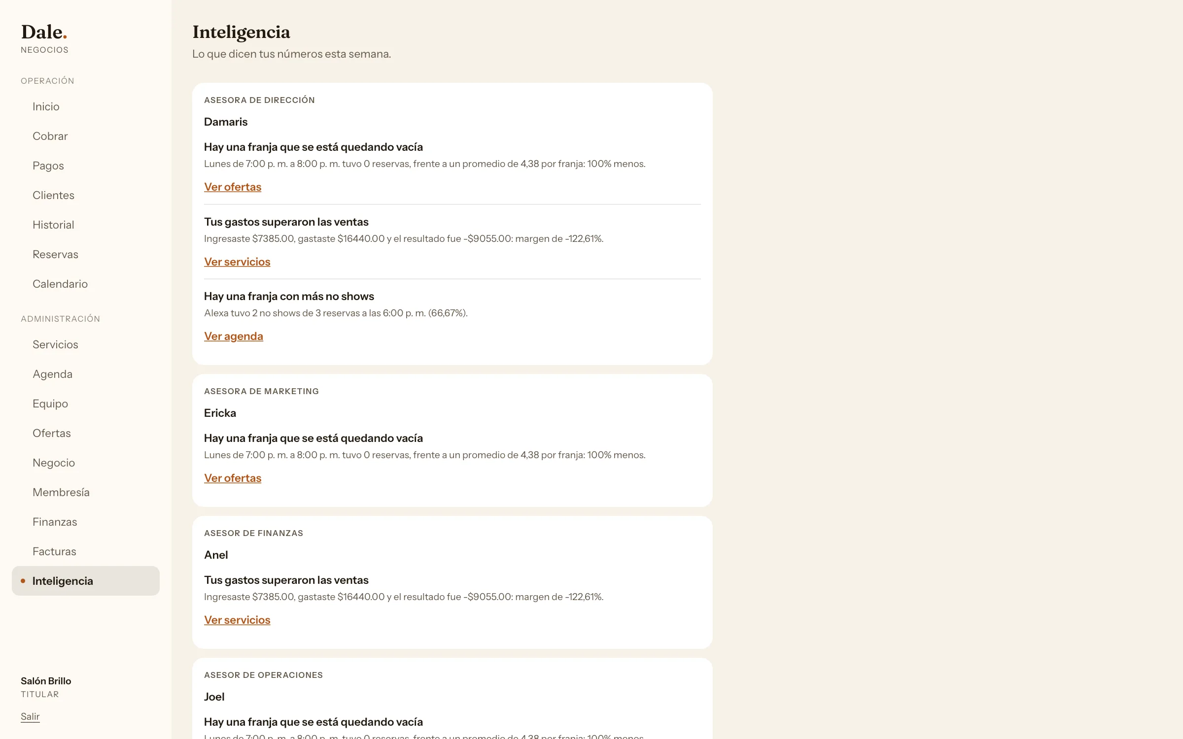 Inteligencia de Dale en tu salón: la lectura semanal de cuatro asesores